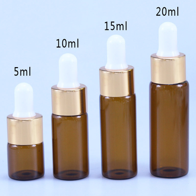 Dropper γυαλιού καλλυντικών 10ml 15ml 20ml καφετί μπουκάλι για το ουσιαστικό πετρέλαιο