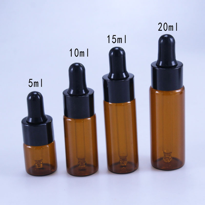 Dropper γυαλιού καλλυντικών 10ml 15ml 20ml καφετί μπουκάλι για το ουσιαστικό πετρέλαιο