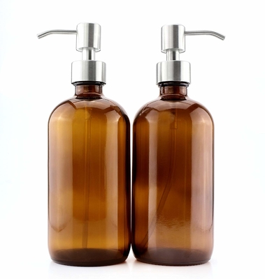 500ML καφετιά μπουκάλια λοσιόν γυαλιού με το διανομέα αντλιών 28mm