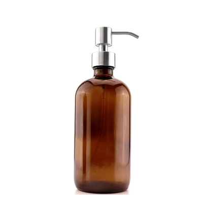 500ML καφετιά μπουκάλια λοσιόν γυαλιού με το διανομέα αντλιών 28mm
