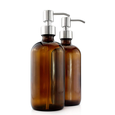 500ML καφετιά μπουκάλια λοσιόν γυαλιού με το διανομέα αντλιών 28mm